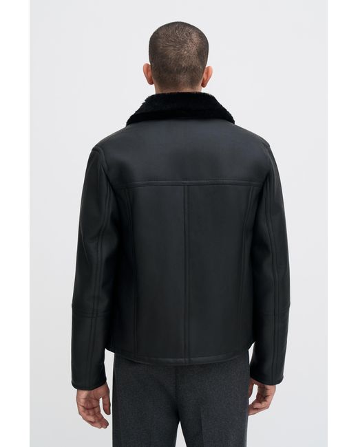 Filippa K Black Shearling Leather Jacket for men