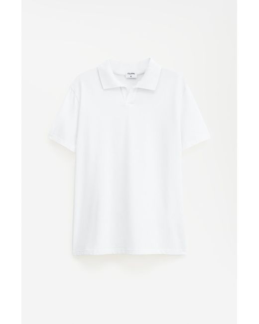 Filippa K White Stretch Cotton Polo T-Shirt for men