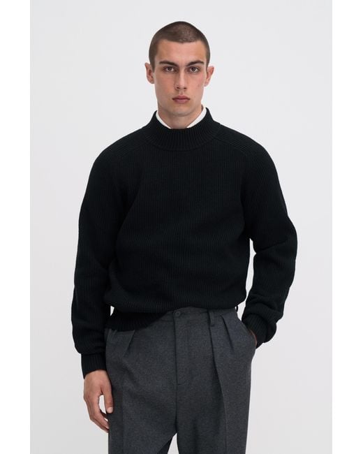 Filippa K Blue Ribbed Wool Mockneck Sweater for men