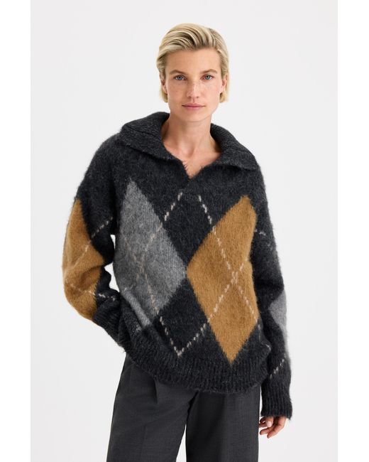 Filippa K Black Alpaca Check Sweater