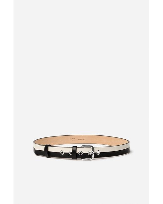Filippa K White Split Tone Leather Belt