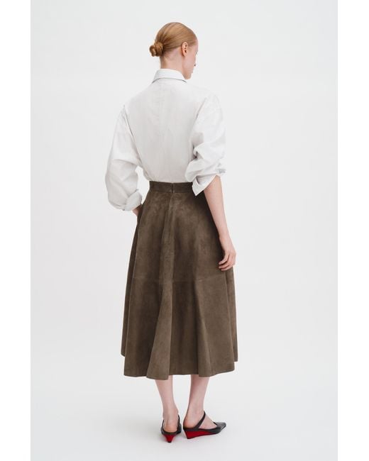 Filippa K Green Suede Flared Skirt