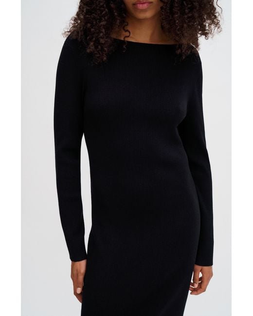 Filippa K Black Boatneck Rib Dress
