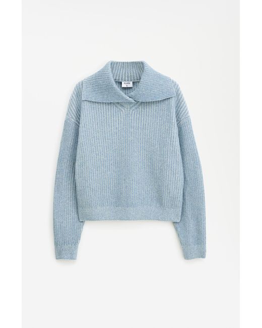 Filippa K Blue Ribbed Collar Sweater