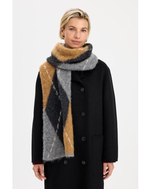 Filippa K Black Alpaca Check Scarf