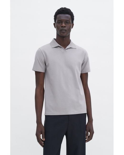 Filippa K Gray Stretch Cotton Polo T-Shirt for men