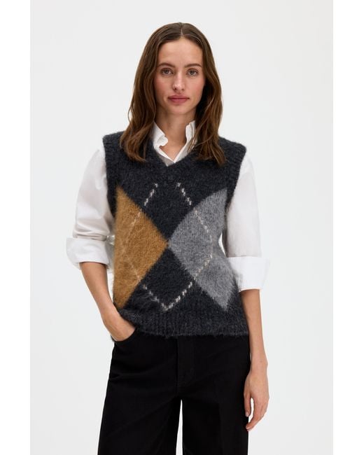 Filippa K Black Alpaca Check Vest