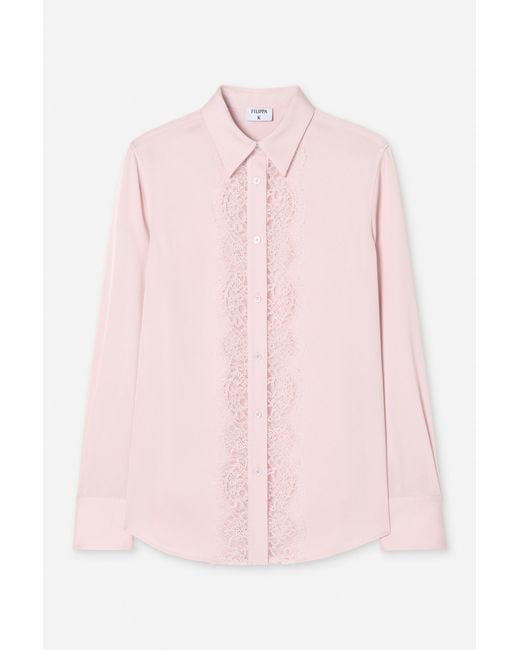 Filippa K Pink Vertical Lace Detail Shirt