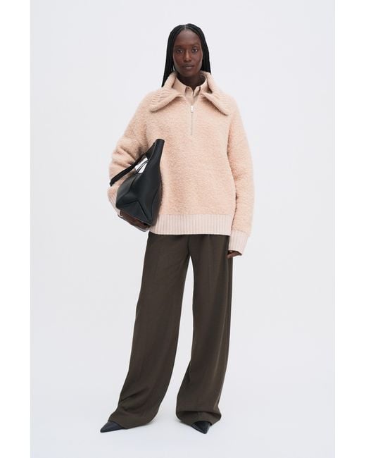 Filippa K Natural Fluffy Half Zip Sweater