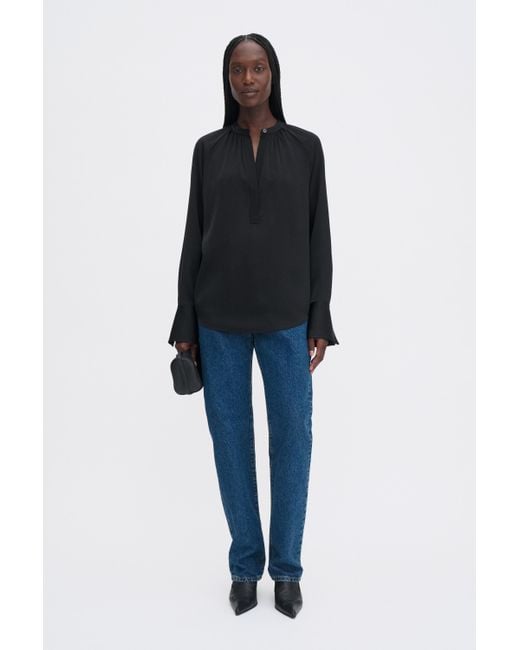 Filippa K Blue Gathered Raglan Blouse