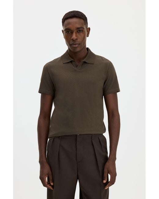 Filippa K Brown Stretch Cotton Polo T-Shirt for men