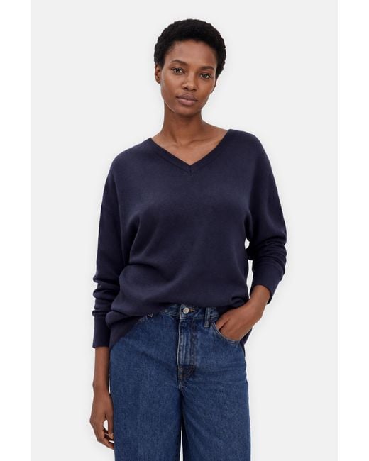Filippa K Blue Soft Wool V-Neck Sweater