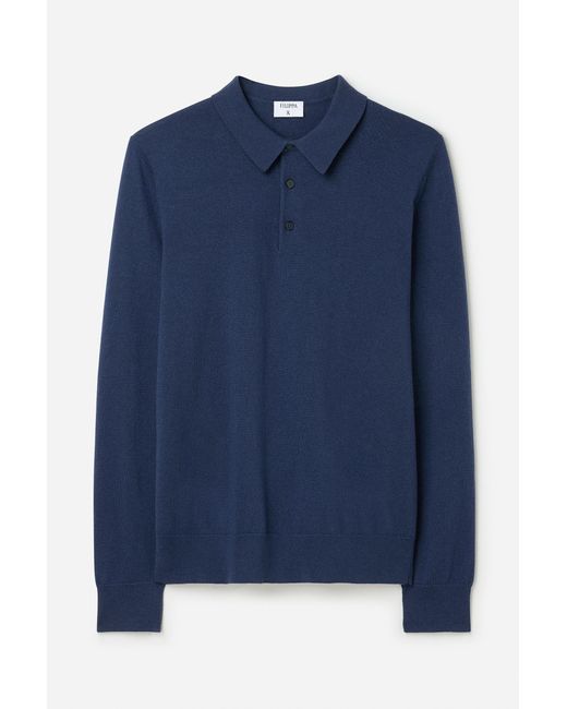 Filippa K Blue Knitted Polo Shirt for men