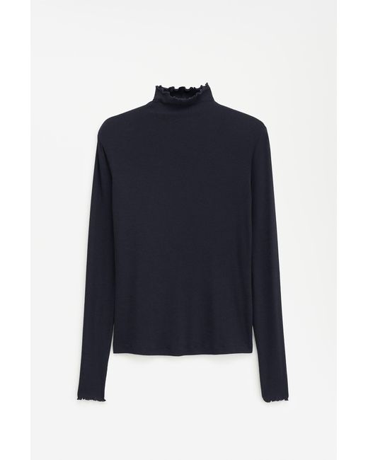 Filippa K Blue Sheer Wool Mock Top