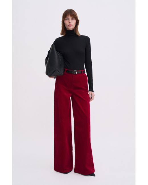 Filippa K Red Rib Turtleneck Top