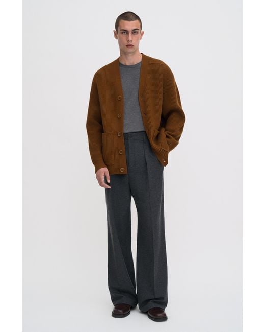 Filippa K Brown Chunky Ribbed Wool Cardigan for men