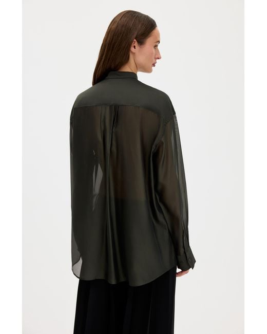 Filippa K Black Pleated Stand Collar Shirt