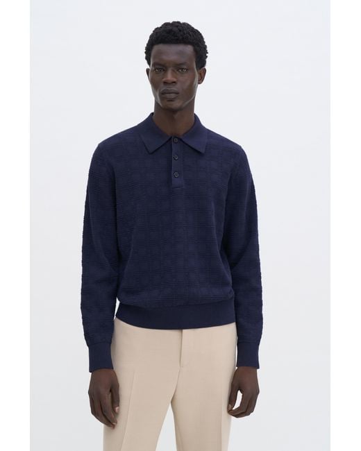 Filippa K Blue Square Knit Polo for men