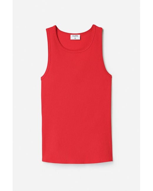 Filippa K Red Fine Rib Tank