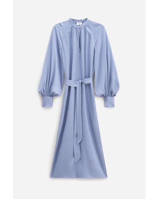 Filippa K Blue Belted Long Sleeve Dress