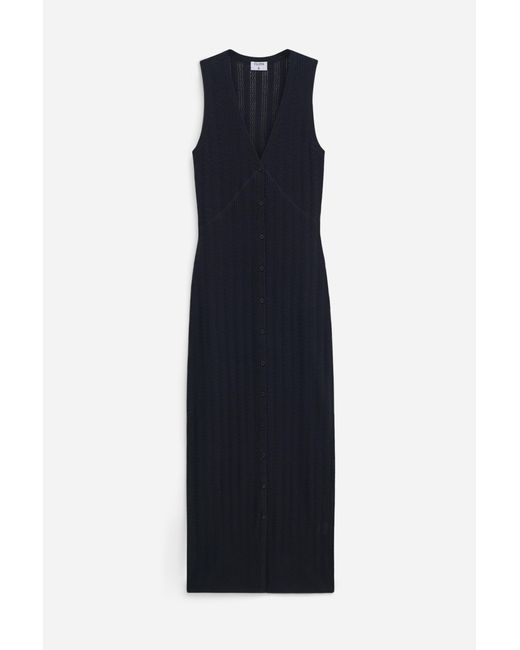 Filippa K Blue Buttoned Mesh Knit Dress