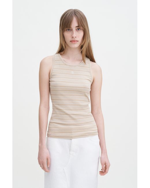 Filippa K White Striped Fine Rib Tank