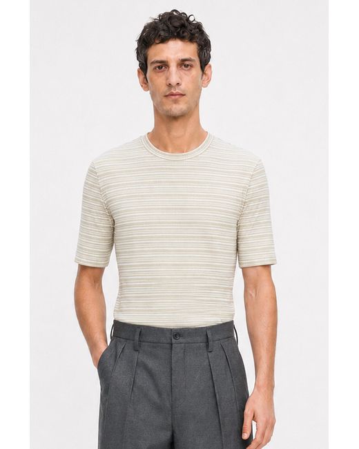 Filippa K White Striped Rib Tee for men