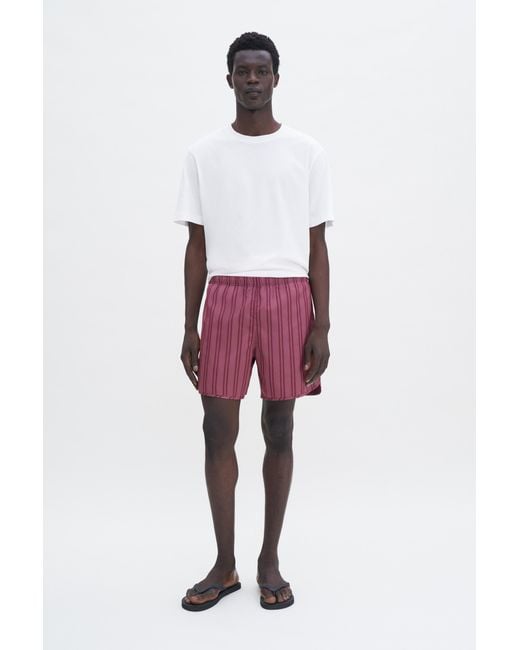 Filippa K Red Long Striped Swim Shorts for men