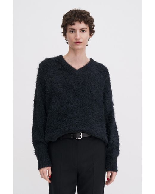 Filippa K Blue Fluffy Silk V-Neck Sweater