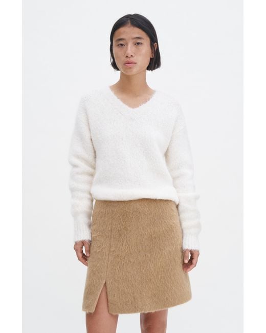 Filippa K White Hairy Wool Blend Mini Skirt