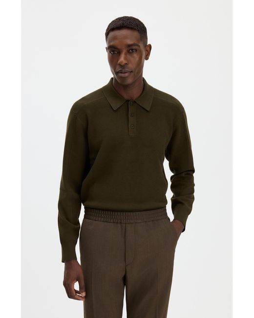 Filippa K Green Textured Knit Polo Shirt for men