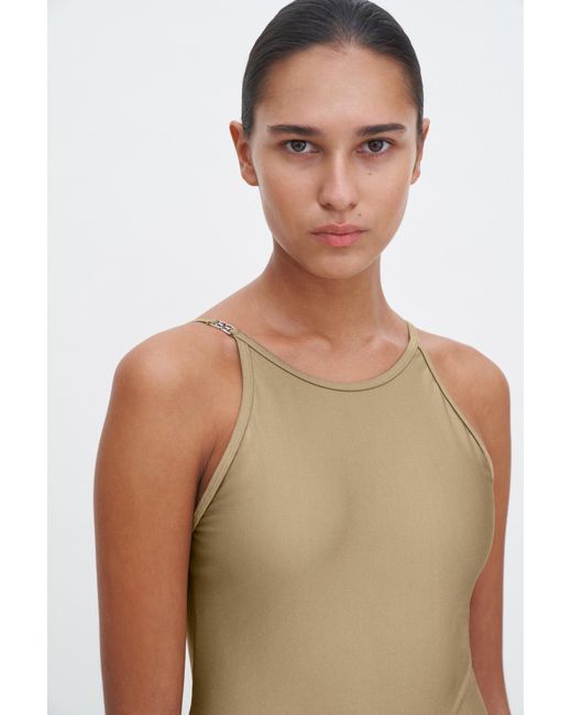 Filippa K Blue Deep Back Shimmer Swimsuit