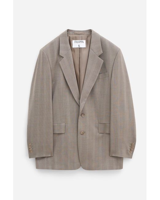 Filippa K Blue Tailored Herringbone Blazer