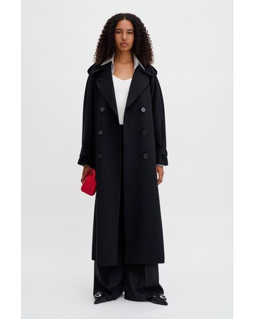 Filippa K Black Draped Trench Coat
