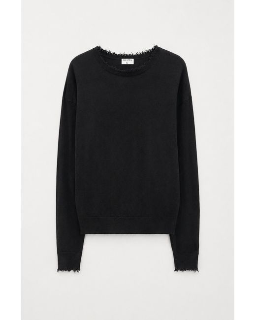 Filippa K Blue Frayed R-Neck Top