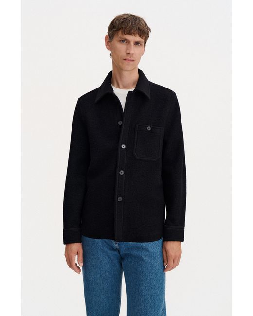 Filippa K Black Boiled Wool Overshirt for men