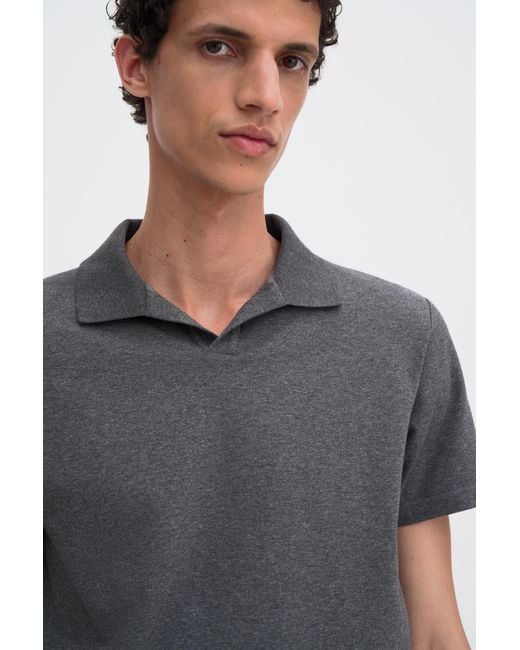 Filippa K Gray Stretch Cotton Polo T-Shirt for men