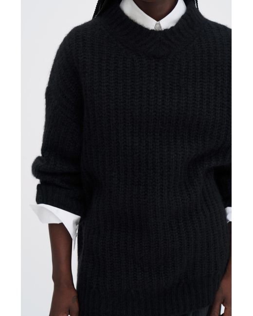 Filippa K Black Soft Alpaca V-Neck Sweater