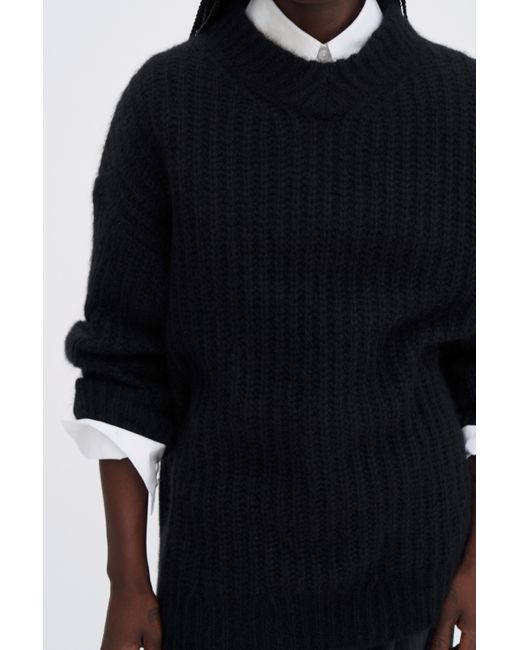 Filippa K Black Soft Alpaca V-Neck Sweater