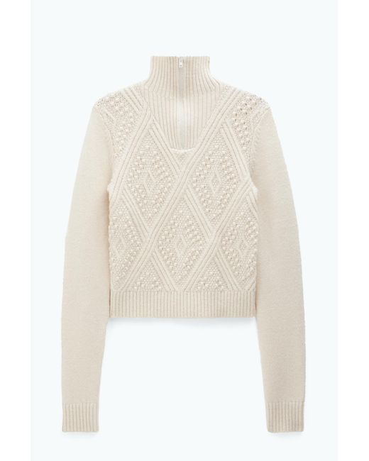 Filippa K White Argyle Zip Sweater