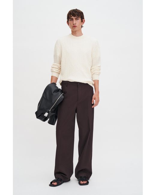 Filippa K White Braided Cotton Silk Sweater for men