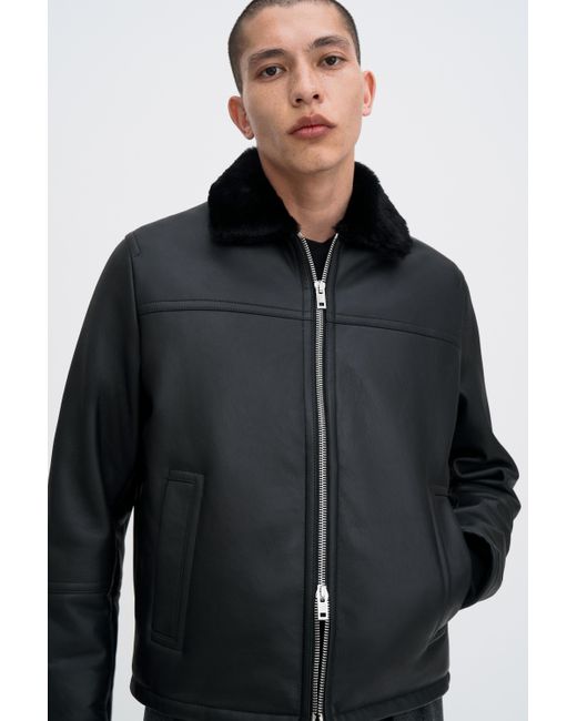 Filippa K Black Shearling Leather Jacket for men