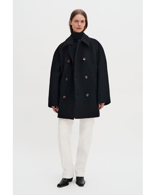 Filippa K Blue Double Breasted Boiled Wool Ja