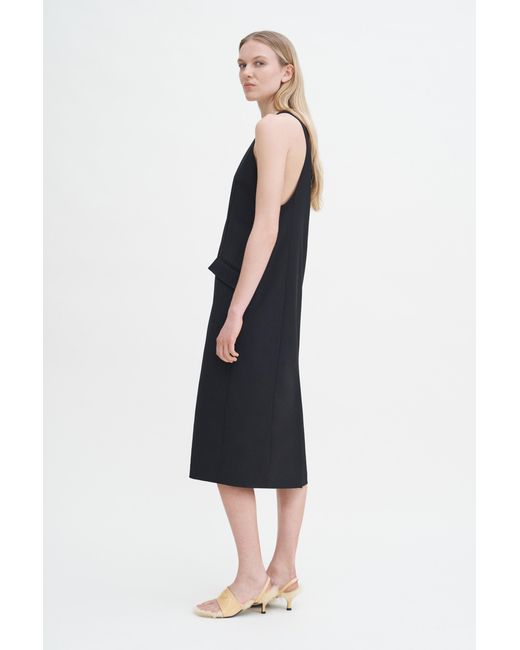 Filippa K Black Tailored Wool V-Neck Dress