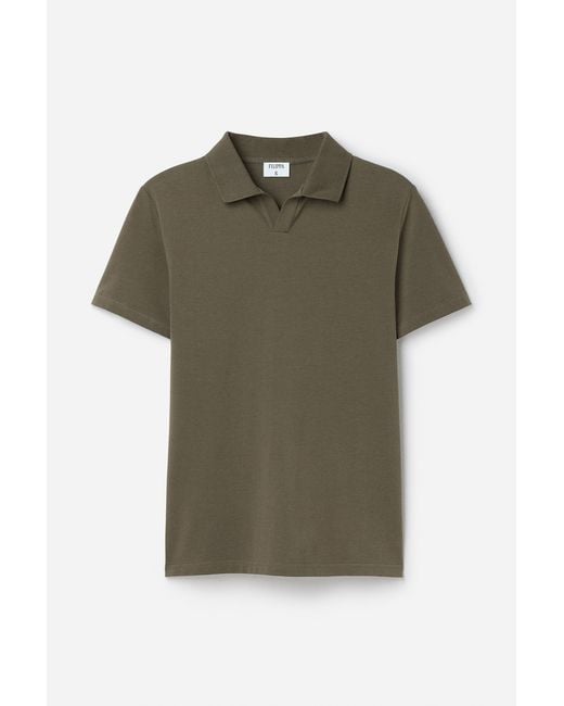 Filippa K Green Stretch Cotton Polo T-Shirt for men