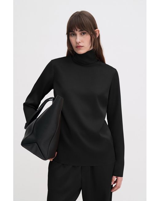 Filippa K Black Turtleneck Satin Blouse