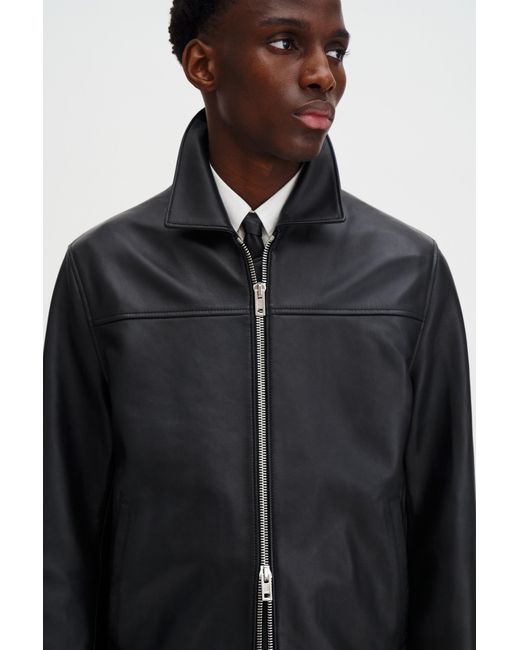 Filippa K Black Leather Coach Jacket for men