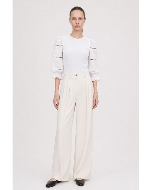 Filippa K White Puff Sleeve Rib Top