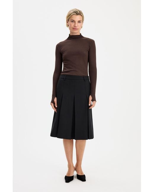 Filippa K Black Pleated Wool Skirt