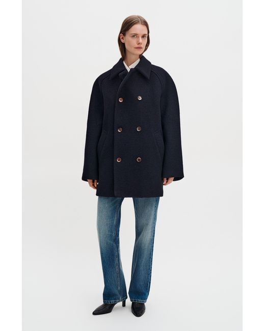 Filippa K Blue Boiled Wool Peacoat